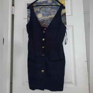 NWOT Staud Samuel sleeveless tweed button down mini navy dress sz 8
